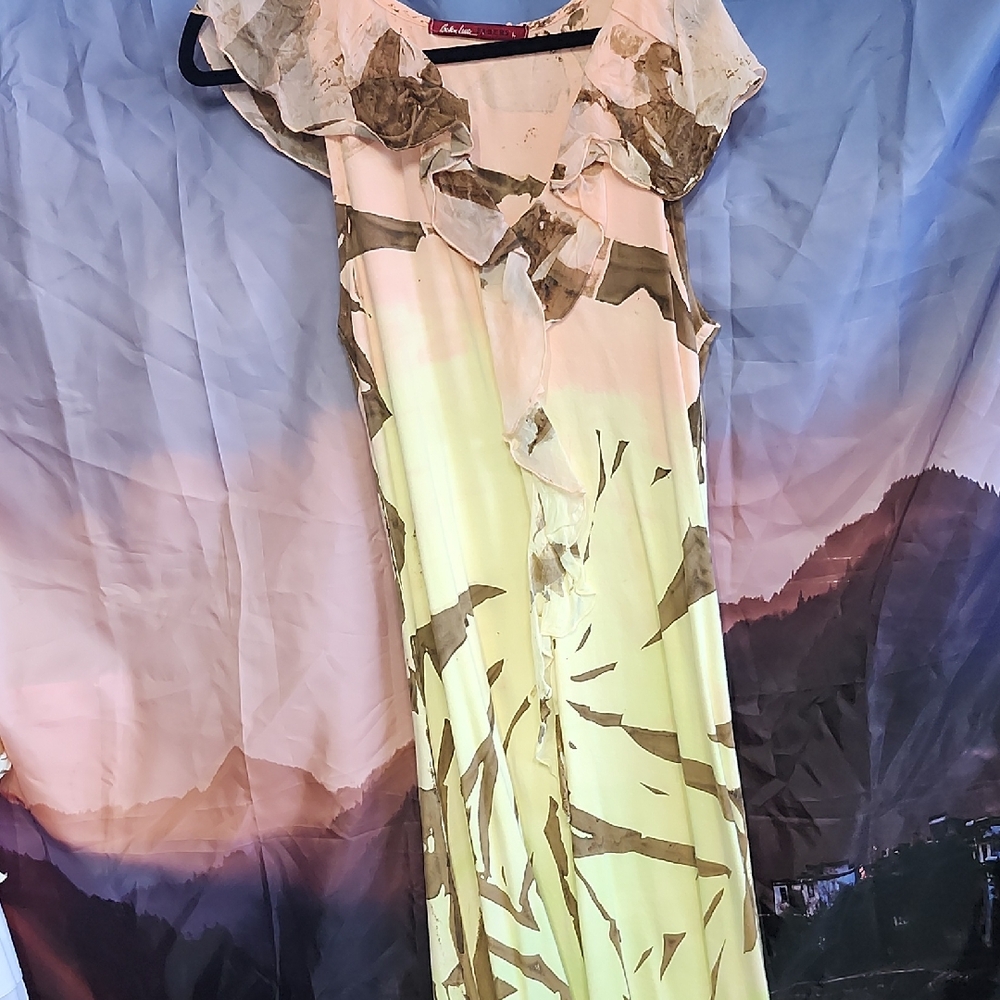 *bebe Pink and Brown Abstract Maxi Dress